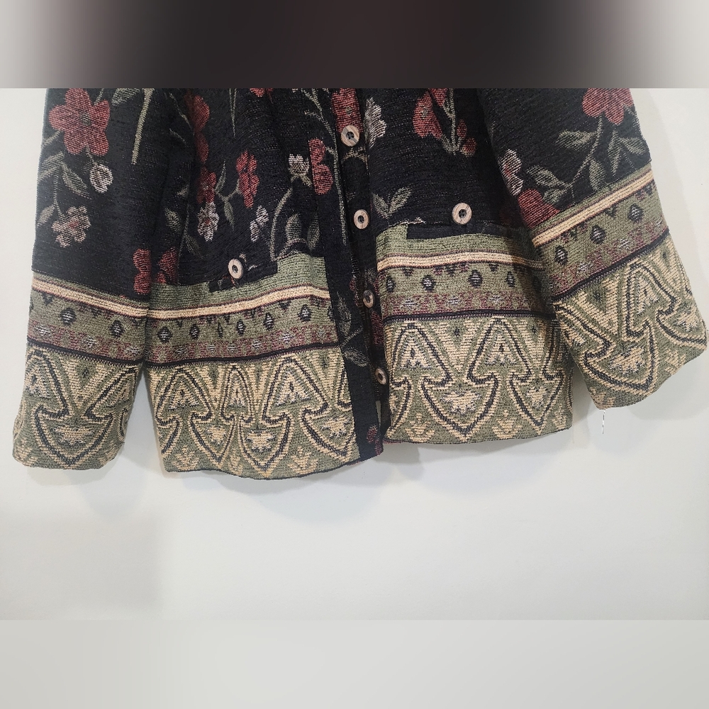 Vtg 90s sag harborTapestry jacket blazer Women12p boho artsy floral hippie gypsy - Picture 9 of 15
